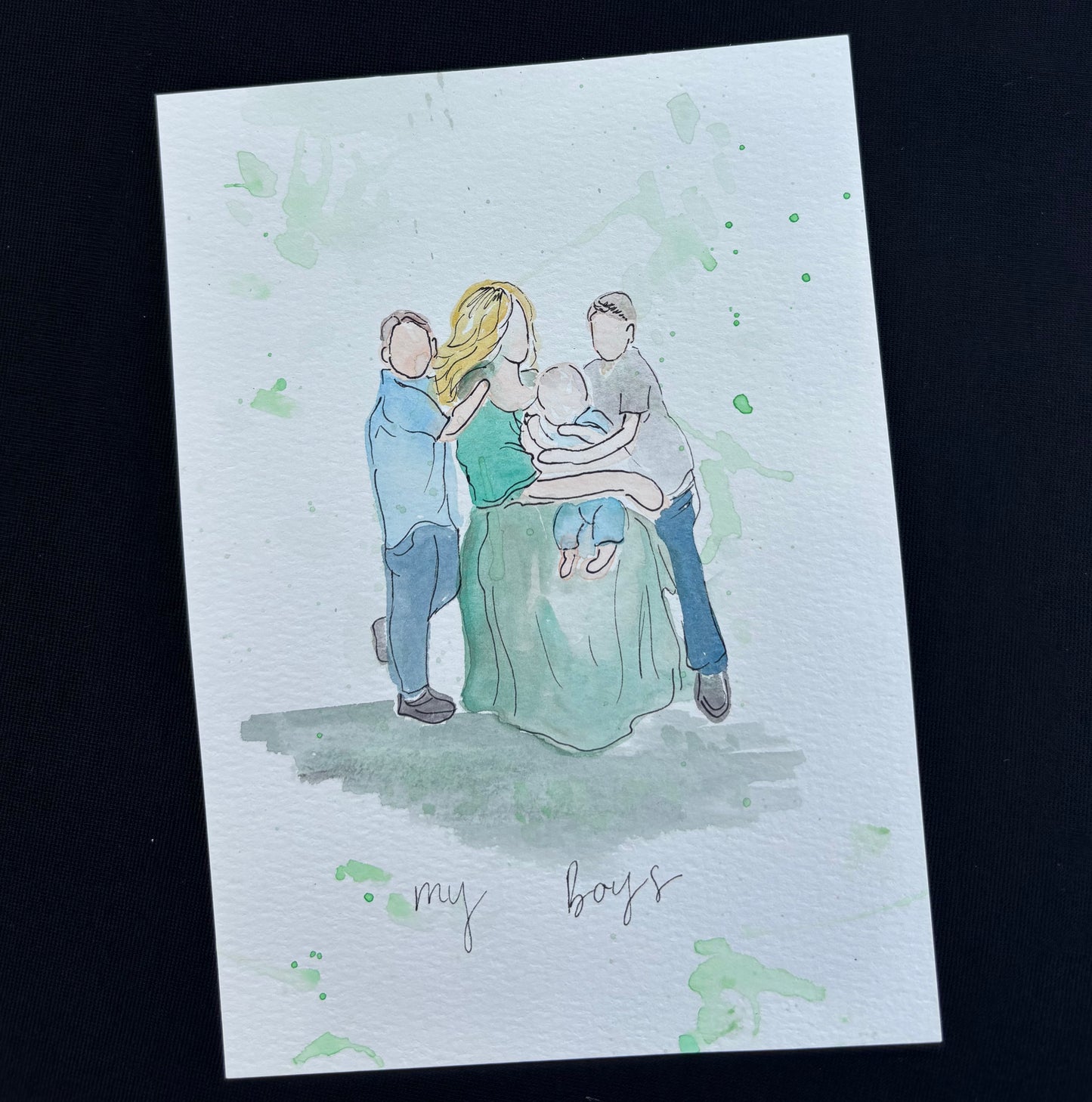 Watercolor Mothers Day Portrait